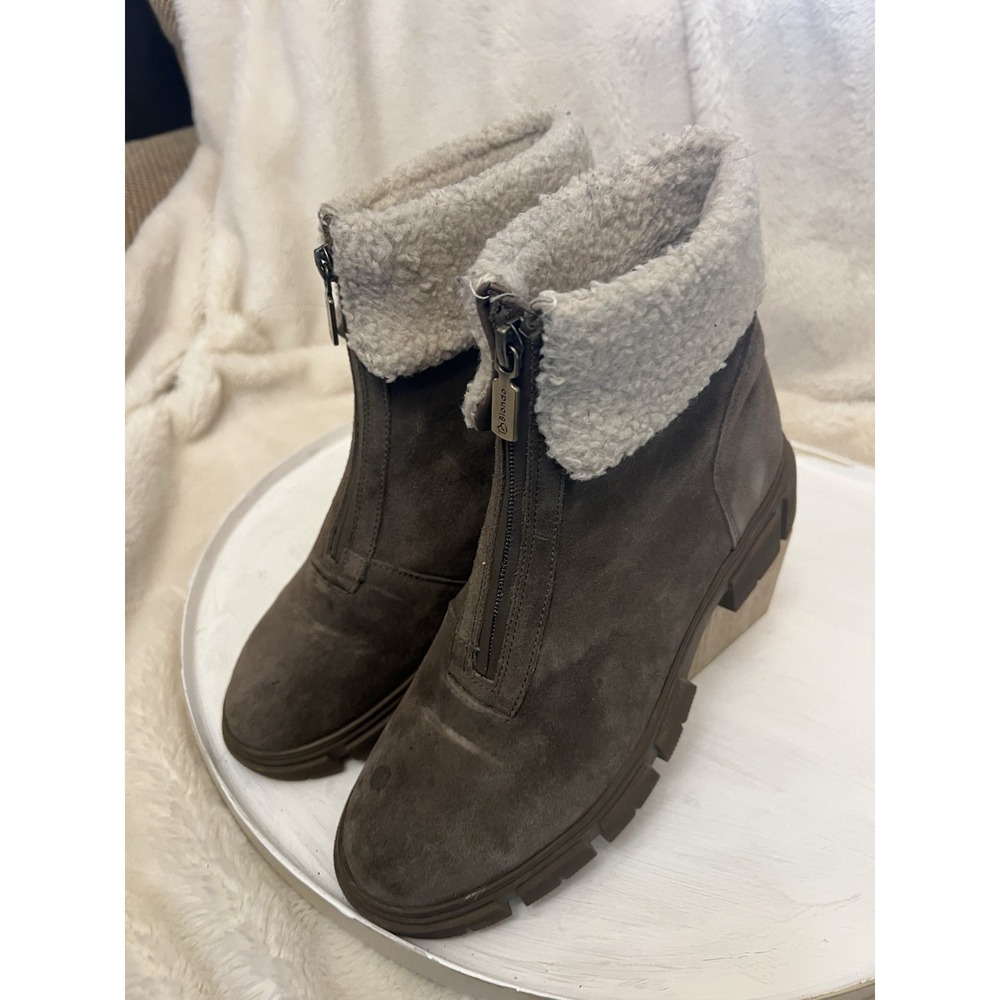 Blondo Plaka Taupe Leather Shearling Waterproof Boots Size 8 Warm Dry Comfy